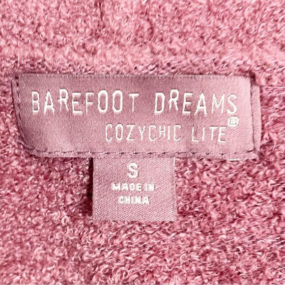 Barefoot Dreams CozyChic Lite Relaxed Hooded Long Cardigan Berry Rose Size Small - Picture 10 of 13